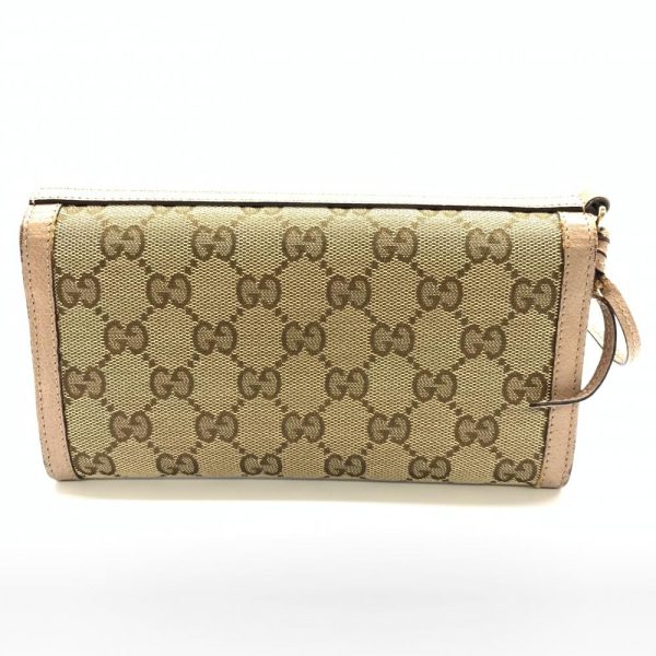 1240001035581 13 Gucci GG Canvas Long Wallet Bifold Canvas Leather Pink Beige