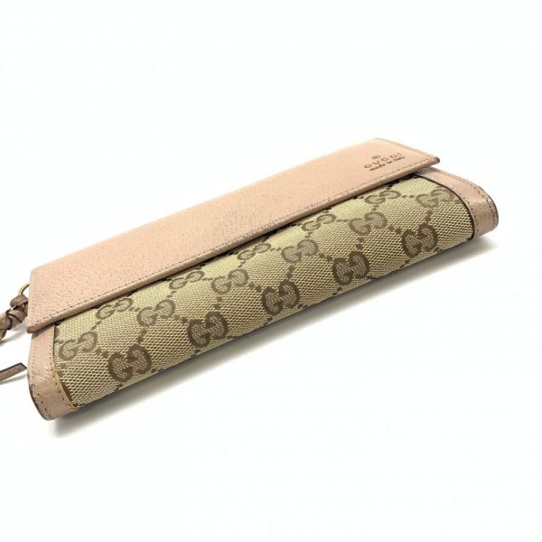 1240001035581 14 Gucci GG Canvas Long Wallet Bifold Canvas Leather Pink Beige