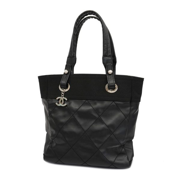 1240001035597 1 Chanel Paris Biarritz Tote Black Canvas Silver