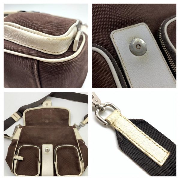 1240001035630 10 Prada Messenger Bag Shoulder Canvas Leather Brown White