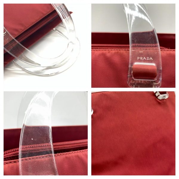 1240001035691 10 Prada Handbag Mini Tote Clear Handle Nylon Red