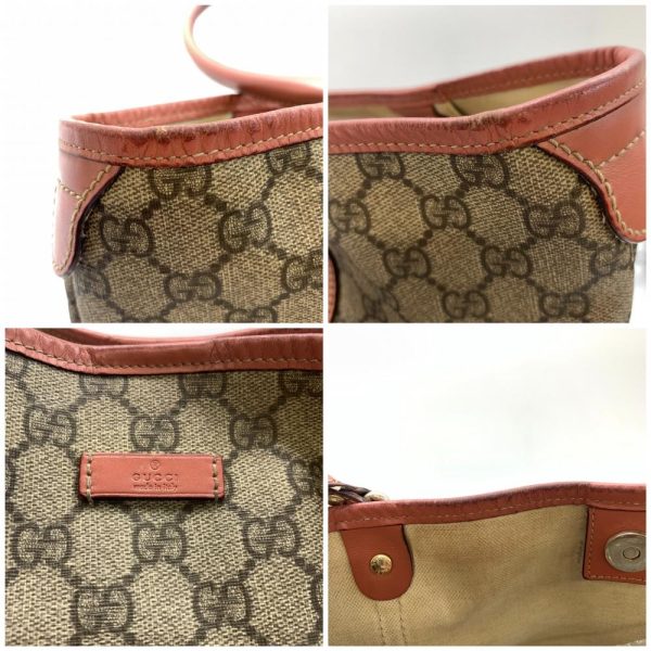 1240001035864 8 Gucci GG Supreme Tote Bag Handbag Shoulder PVC Leather Beige Dusty Pink