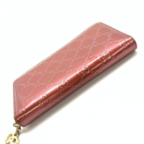 1240001035867 4 Gucci Guccisima Lovely G Heart Round Zipper Long Wallet Enamel Metallic Red