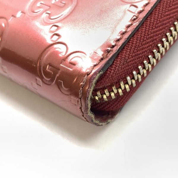 1240001035867 5 Gucci Guccisima Lovely G Heart Round Zipper Long Wallet Enamel Metallic Red