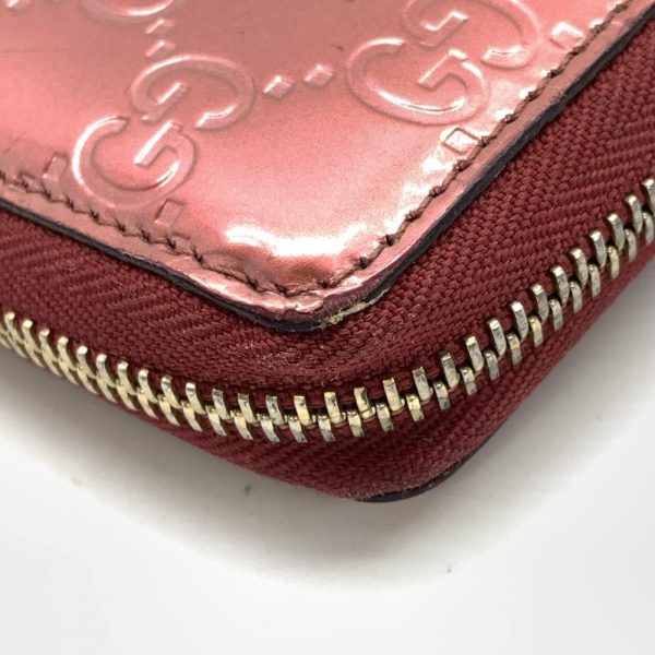 1240001035867 6 Gucci Guccisima Lovely G Heart Round Zipper Long Wallet Enamel Metallic Red