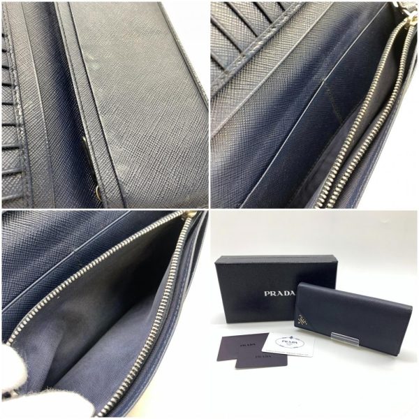 1240001035935 10 Prada Long Wallet Bifold Vertical Saffiano Leather Dark Navy