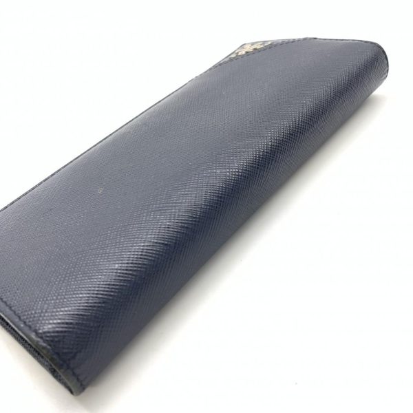 1240001035935 5 Prada Long Wallet Bifold Vertical Saffiano Leather Dark Navy