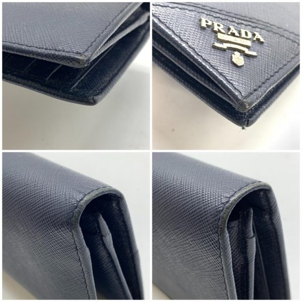 1240001035935 6 Prada Long Wallet Bifold Vertical Saffiano Leather Dark Navy