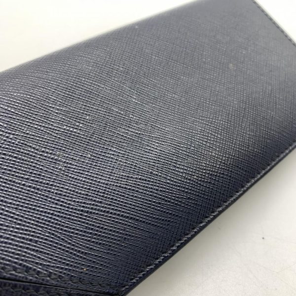 1240001035935 7 Prada Long Wallet Bifold Vertical Saffiano Leather Dark Navy