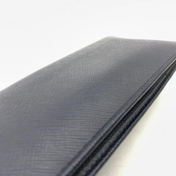 1240001035935 8 Prada Long Wallet Bifold Vertical Saffiano Leather Dark Navy