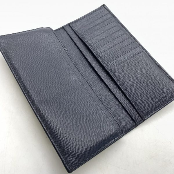 1240001035935 9 Prada Long Wallet Bifold Vertical Saffiano Leather Dark Navy