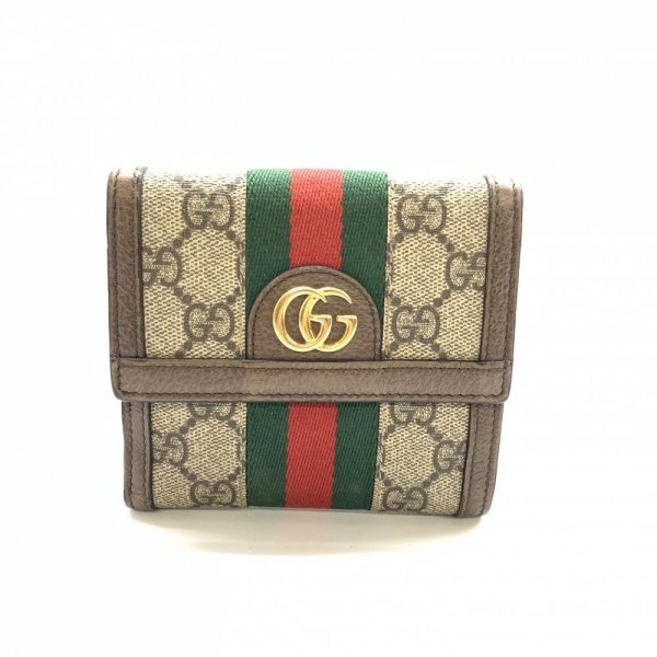 1240001036077 1 Gucci Ophidia GG Wallet GG Supreme Canvas Bifold Wallet Brown Beige