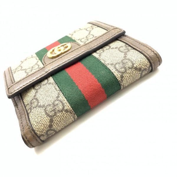 1240001036077 4 Gucci Ophidia GG Wallet GG Supreme Canvas Bifold Wallet Brown Beige