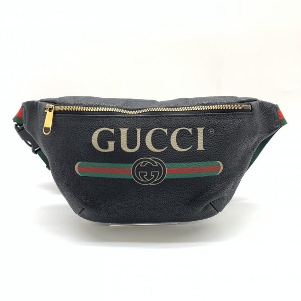 1240001036204 1 Gucci Sherry Line Body Bag Waist Bag Vintage Logo Leather Black Green Red