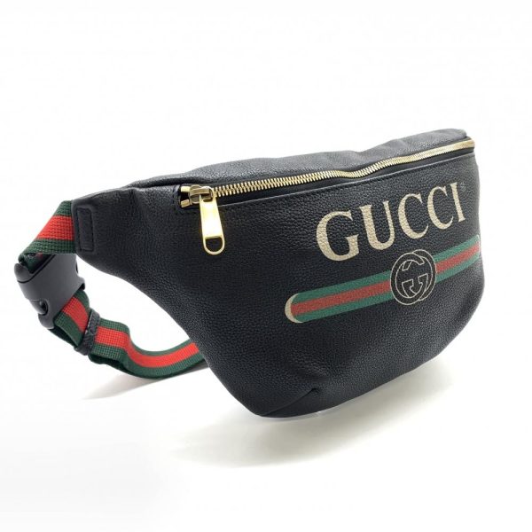 1240001036204 2 Gucci Sherry Line Body Bag Waist Bag Vintage Logo Leather Black Green Red