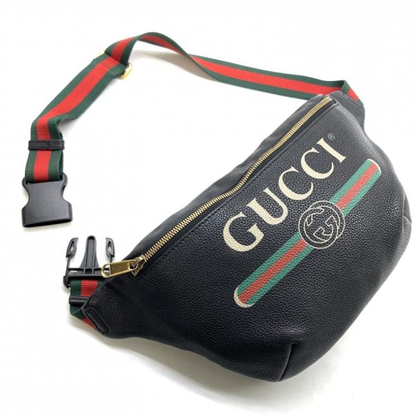 1240001036204 5 Gucci Sherry Line Body Bag Waist Bag Vintage Logo Leather Black Green Red