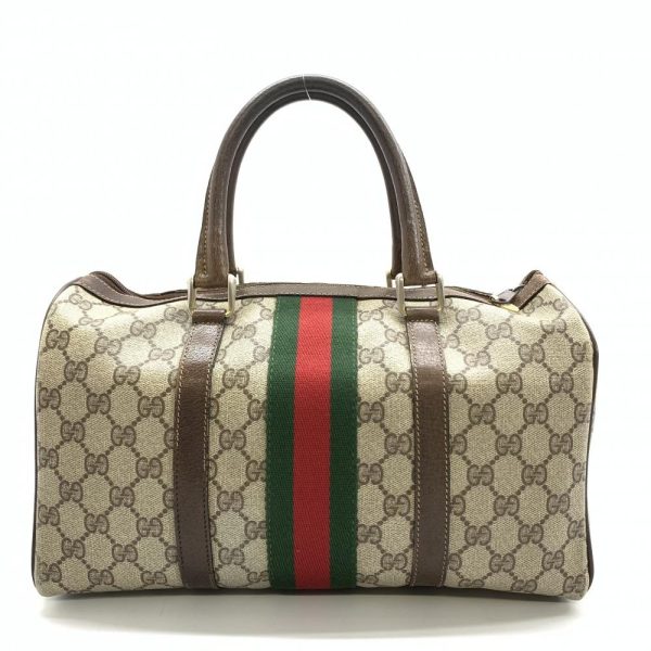 1240001036405 3 Gucci Sherry Line Handbag Mini Boston Old Gucci PVC Leather Beige