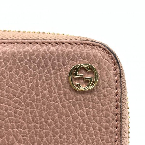 1240001036462 8 Gucci Interlocking G Round Zipper Long Wallet Leather Dusty Pink