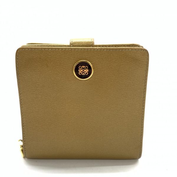 1240001036560 1 Loewe Bifold Wallet Compact Button Zipper Gold