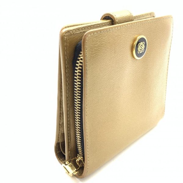 1240001036560 2 Loewe Bifold Wallet Compact Button Zipper Gold