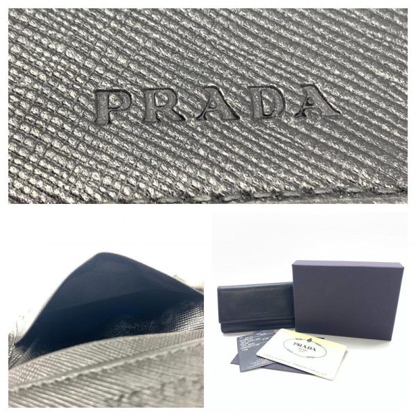 1240001036561 10 Prada Saffiano 6 Key Case Leather Black