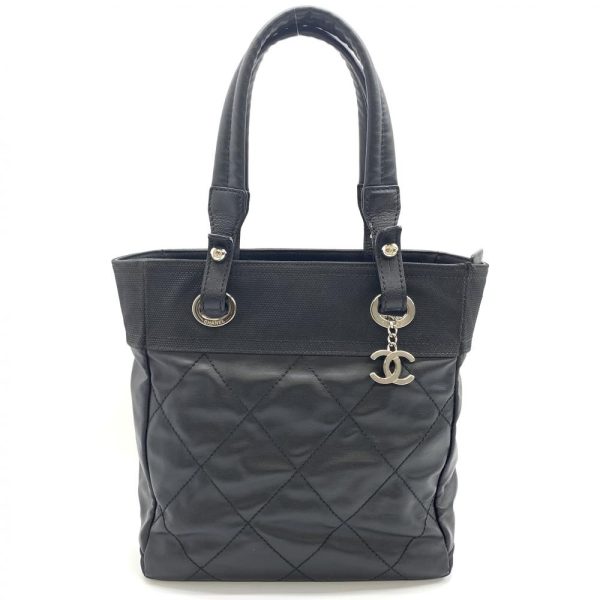 1240001036771 1 Chanel Paris Biarritz PM Tote Bag Canvas Black