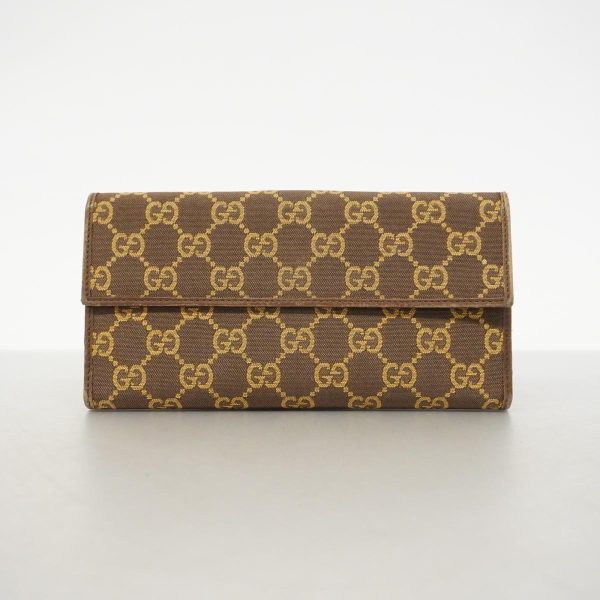 1240001036913 13 Gucci Tri fold Long Wallet Canvas Brown