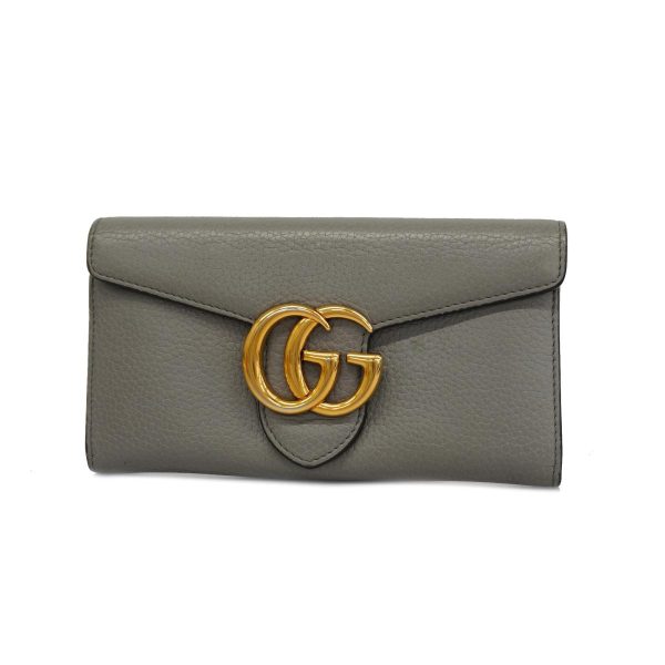 1240001036922 1 Gucci Long Wallet GG Marmont Gray Gold Hardware