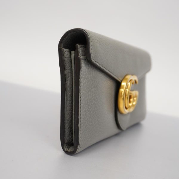 1240001036922 2 Gucci Long Wallet GG Marmont Gray Gold Hardware