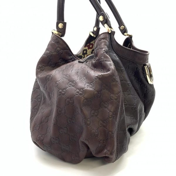 1240001036950 2 Gucci Abby Tote Bag Shoulder Bag Guccisima Leather Brown Dark Brown