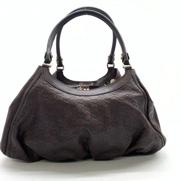 1240001036950 3 Gucci Abby Tote Bag Shoulder Bag Guccisima Leather Brown Dark Brown