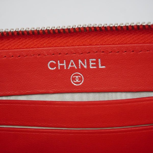 1240001036990 4 Chanel Long Wallet Matelasse Red Silver Hardware