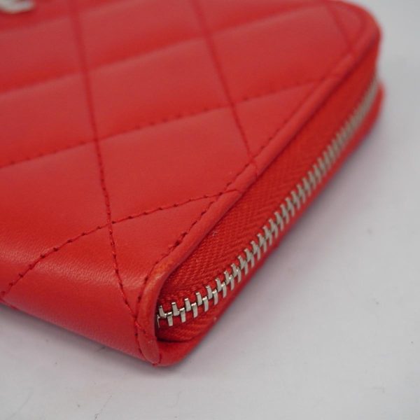 1240001036990 6 Chanel Long Wallet Matelasse Red Silver Hardware