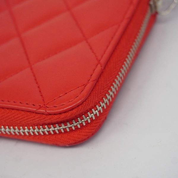 1240001036990 7 Chanel Long Wallet Matelasse Red Silver Hardware