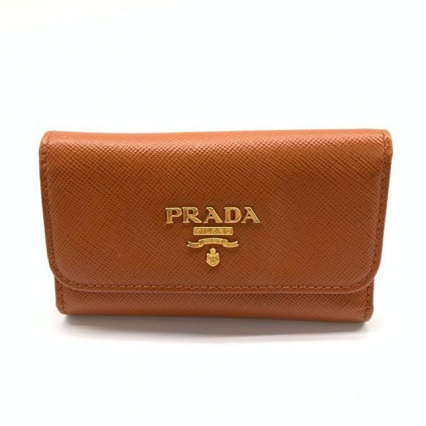 1240001037077 1 Prada Key Case 6 Rows Saffiano Leather Orange