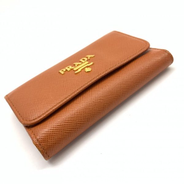 1240001037077 4 Prada Key Case 6 Rows Saffiano Leather Orange