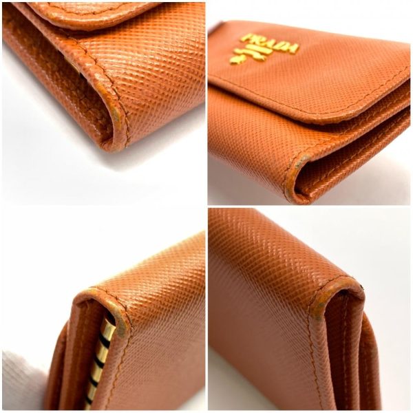 1240001037077 5 Prada Key Case 6 Rows Saffiano Leather Orange