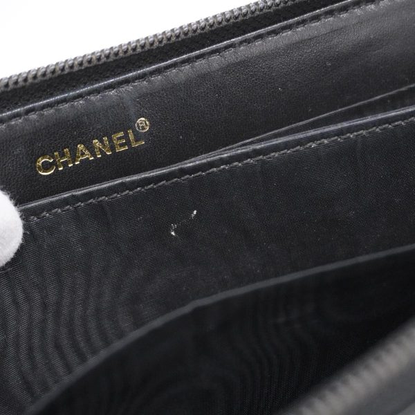 1240001037122 8 Chanel Long Wallet Caviar Skin Black Gold Hardware