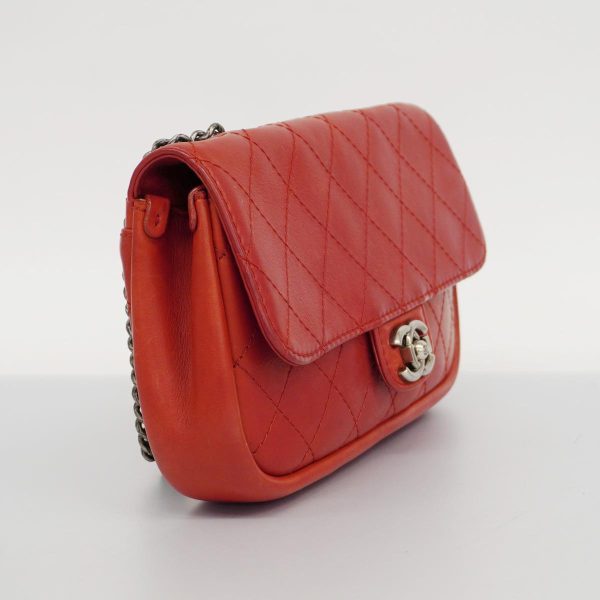 1240001037140 2 Chanel Shoulder Bag Boy W Chain Leather Red