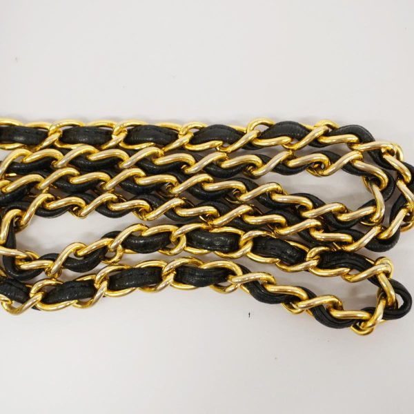 1240001037141 11 Chanel Shoulder Chain Nylon Black Gold Hardware