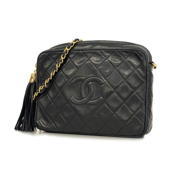 1240001037148 1 Chanel Shoulder Bag Matelasse Chain Lambskin Black