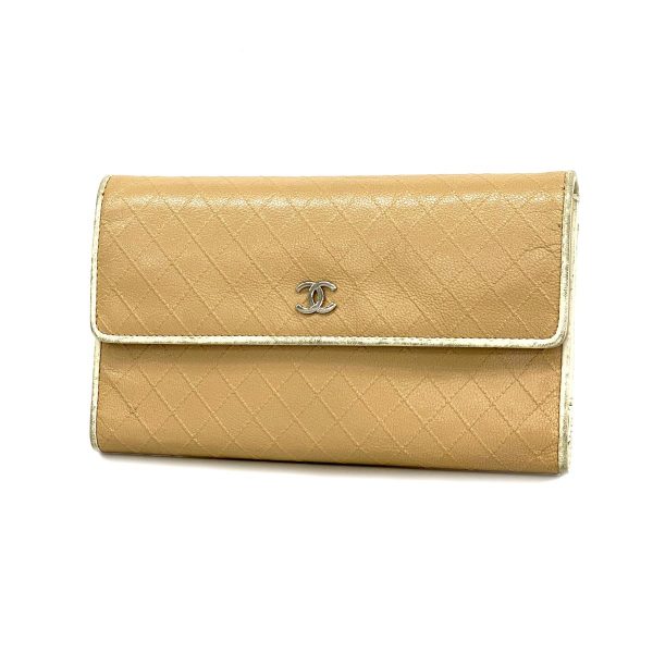 1240001037149 1 1 Chanel Long Wallet Bicolore Beige Silver Hardware