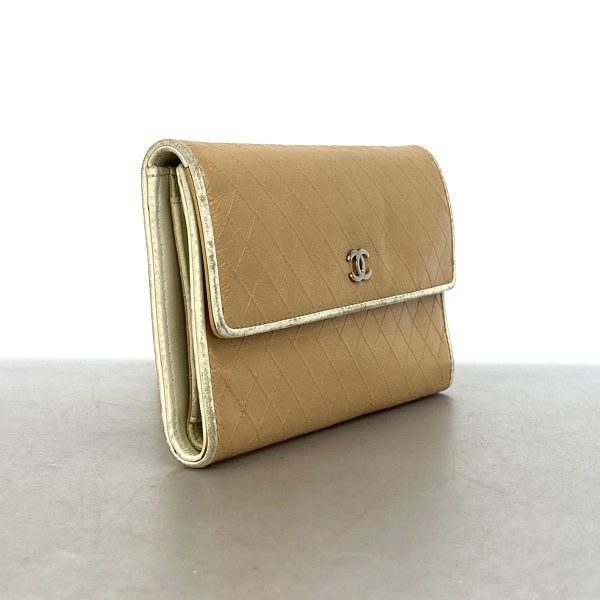 1240001037149 2 1 Chanel Long Wallet Bicolore Beige Silver Hardware