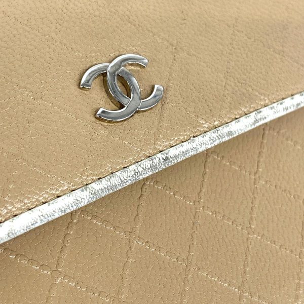 1240001037149 6 1 Chanel Long Wallet Bicolore Beige Silver Hardware