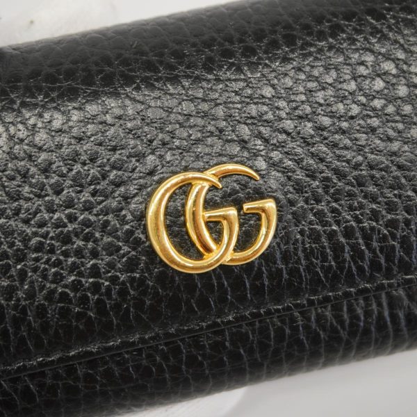 1240001037159 5 Gucci GG Marmont Key Case Black Gold Hardware