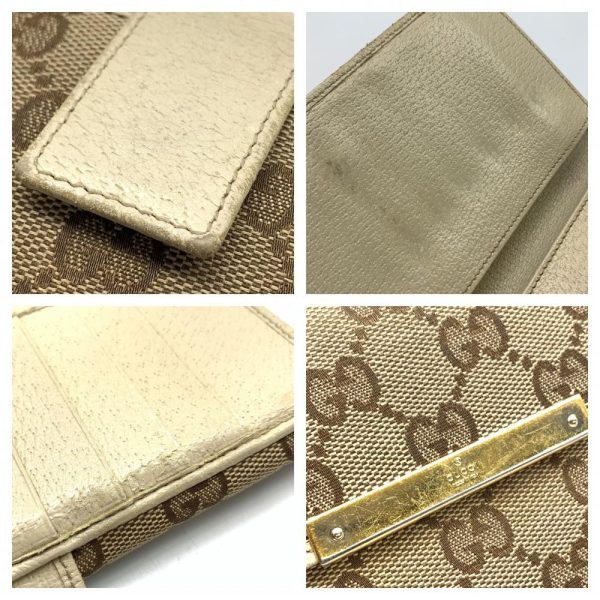 1240001037223 10 Gucci GG Canvas Long Wallet Canvas Leather Beige Brown White