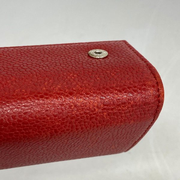 1240001037223 12 Chanel Key Case Caviar Skin Red Silver Hardware