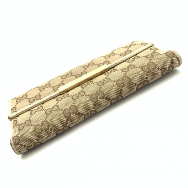 1240001037223 4 Gucci GG Canvas Long Wallet Canvas Leather Beige Brown White