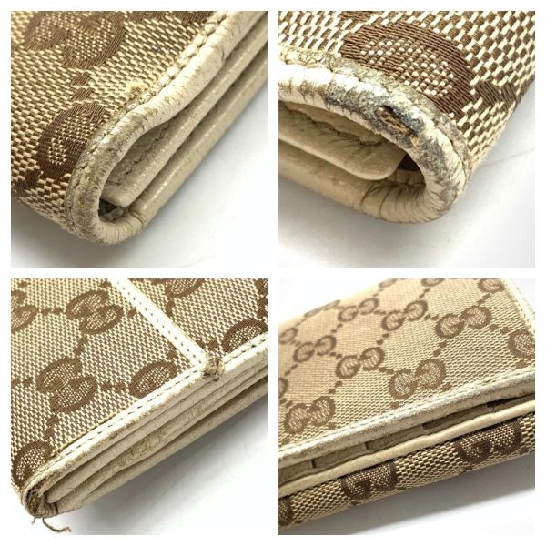 1240001037223 5 Gucci GG Canvas Long Wallet Canvas Leather Beige Brown White