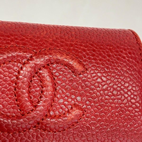 1240001037223 9 Chanel Key Case Caviar Skin Red Silver Hardware